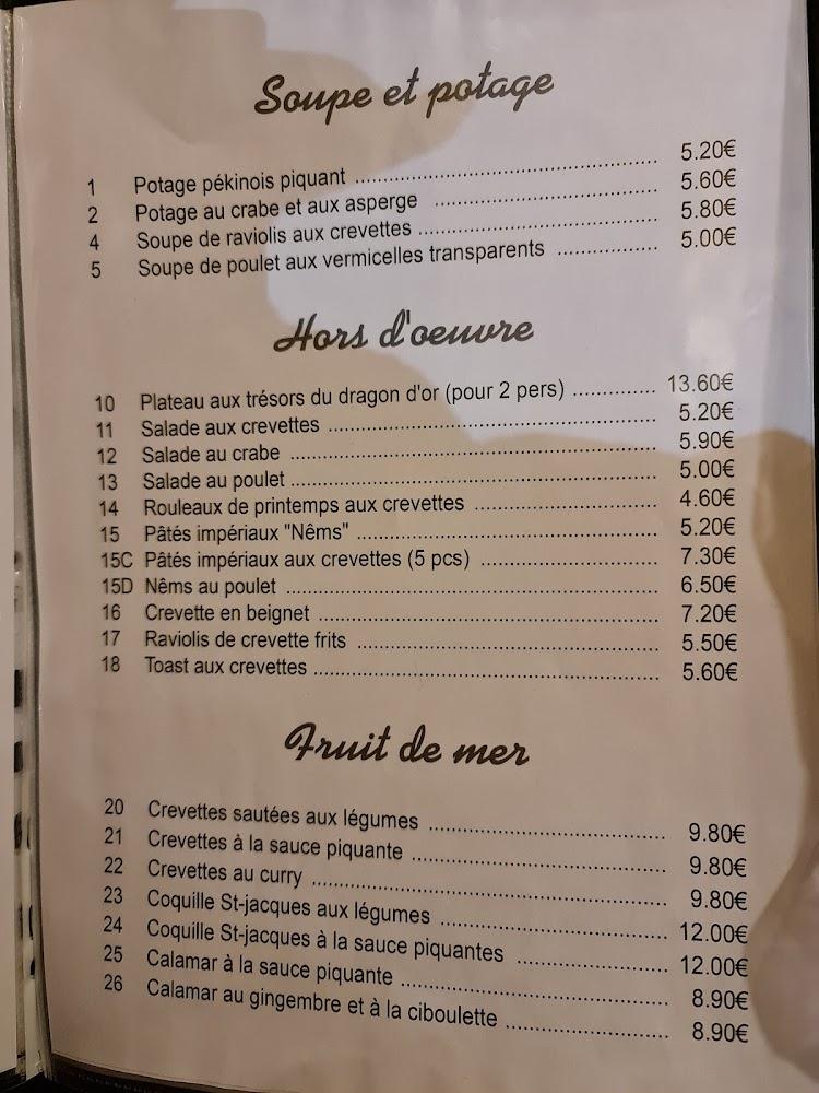 Le Dragon D'or - Menu Image 1